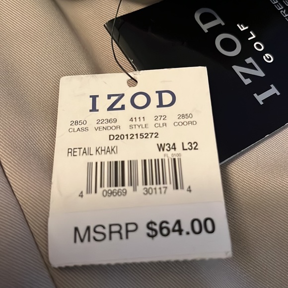 IZOD men’s golf pants. 34x32. New with tag. Beige - Picture 7 of 7